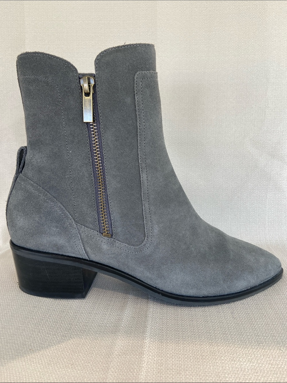 Cole Haan Gray Suede Side-Zip Ankle Bootie. Size 8B